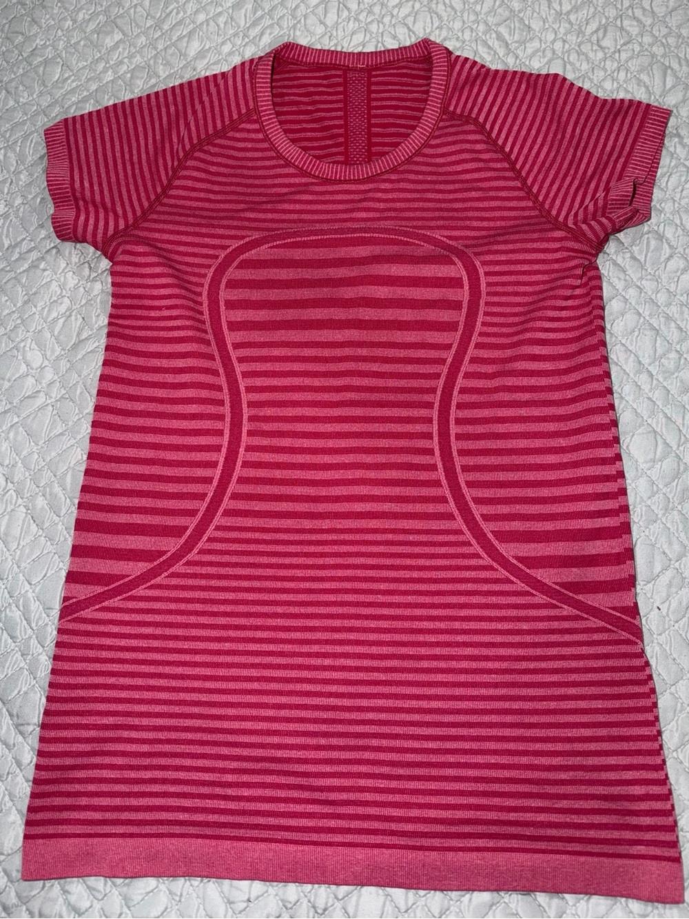 lululemon athletica Pink Striped Short Sleeve Tee